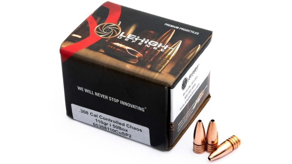 Lehigh Defense Rifle Bullets, .30 Caliber, 110 Grain, Controlled Chaos, 50 Bullets, 05308110CuSP-30CAL