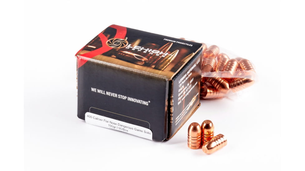 Lehigh Defense Wide Flat Nose .400 Caliber 190 Grain Centerfire Pistol Bullets, 50 Rounds, 04400190SP