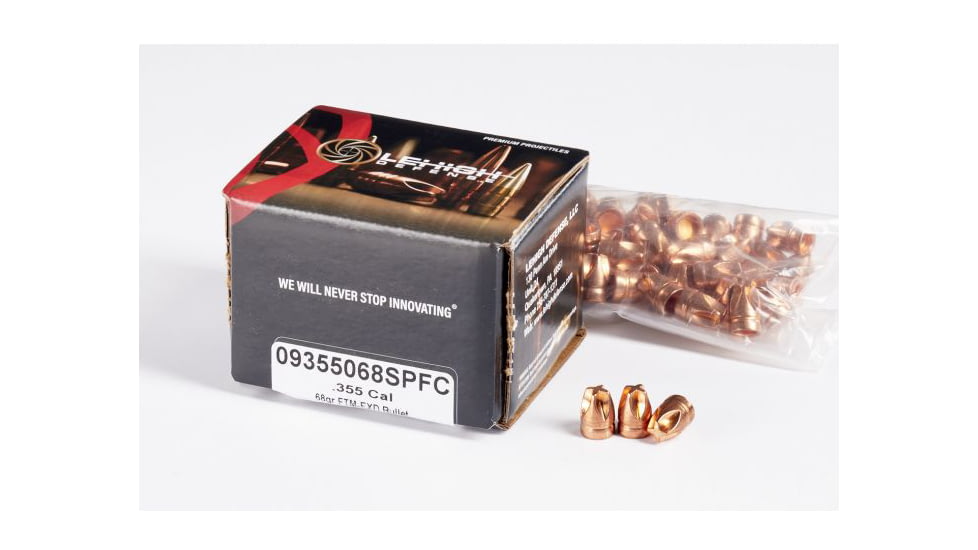 Lehigh Defense Xtreme Defense .355 Caliber 68 Grain Fluid Transfer Monolithic Centerfire Pistol Bullets, 100 Rounds, 09355068SPFC