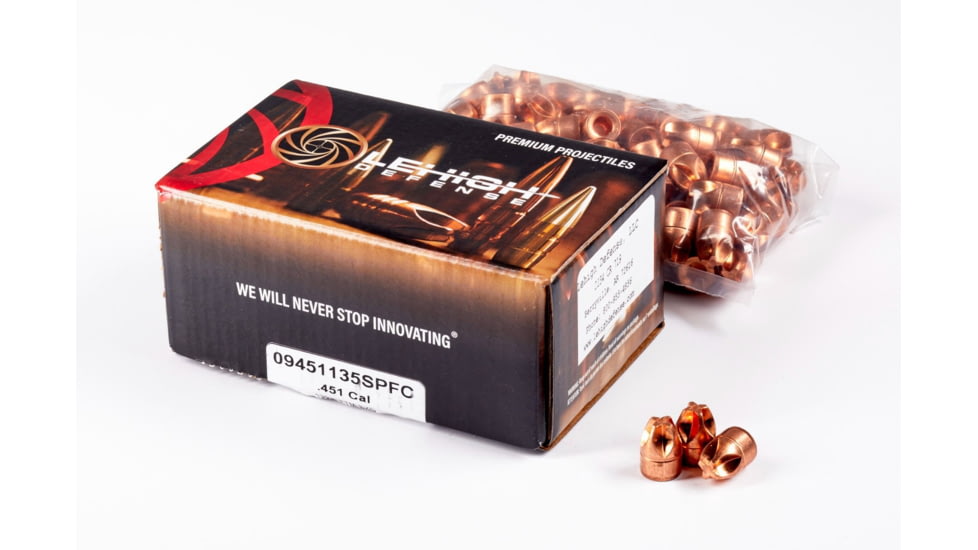 Lehigh Defense Xtreme Defense .451 Caliber 135 Grain Fluid Transfer Monolithic Centerfire Pistol Bullets, 100 Rounds, 09451135SPFC