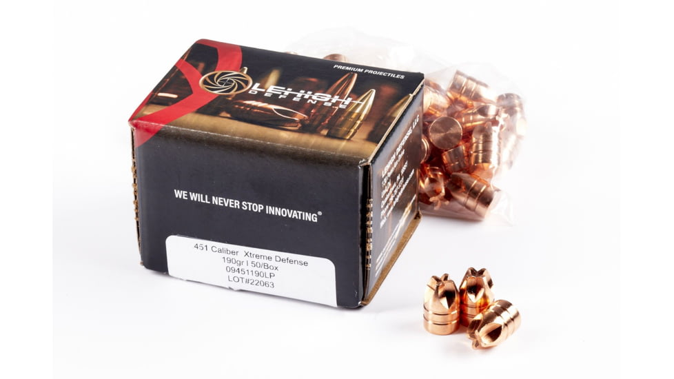 Lehigh Defense Xtreme Defense .451 Caliber 190 Grain Fluid Transfer Monolithic Centerfire Pistol Bullets, 50 Rounds, 09451190LP