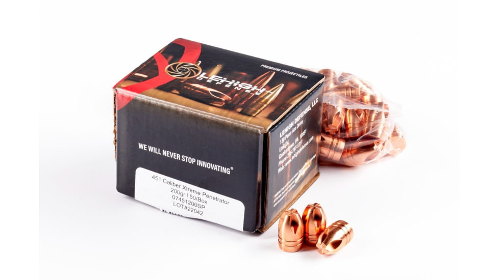 Lehigh Defense Xtreme Penetrator .451 Caliber 200 Grain Fluid Transfer Monolithic Centerfire Pistol Bullets, 50 Rounds, 07451200SP