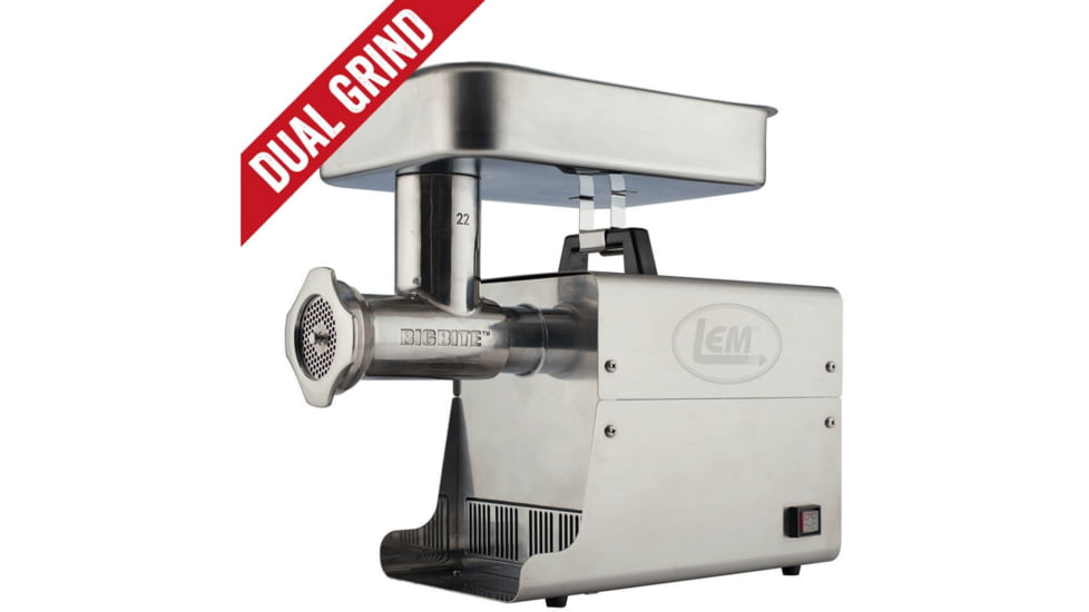 LEM Products Dual Grind #22 Big Bite 1HP Meat Grinder, Stainless, 1786