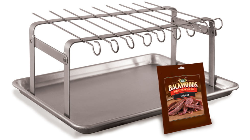LEM Products Jerky Hanger With 9 Skewers and Seasoning, Stainless, 735