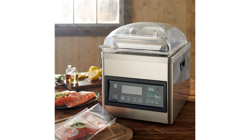 LEM Products MaxVac Pro Chamber Vacuum Sealer, Clear Lid, Stainless Base, 1380