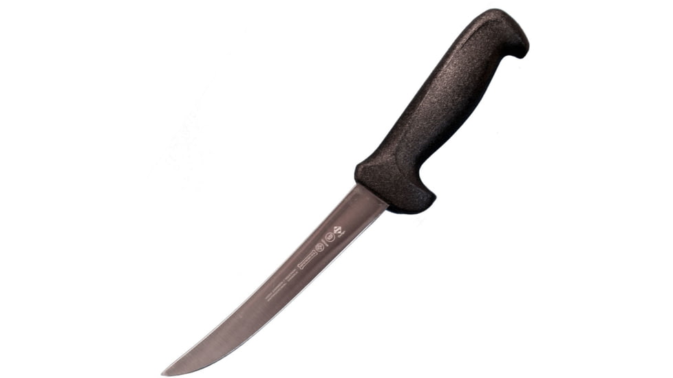 LEM Products Mundial 6in Curved Wide Stiff Knife, High-Carbon Stain Free Steel Blade, Polypropylene Black Handle, 92