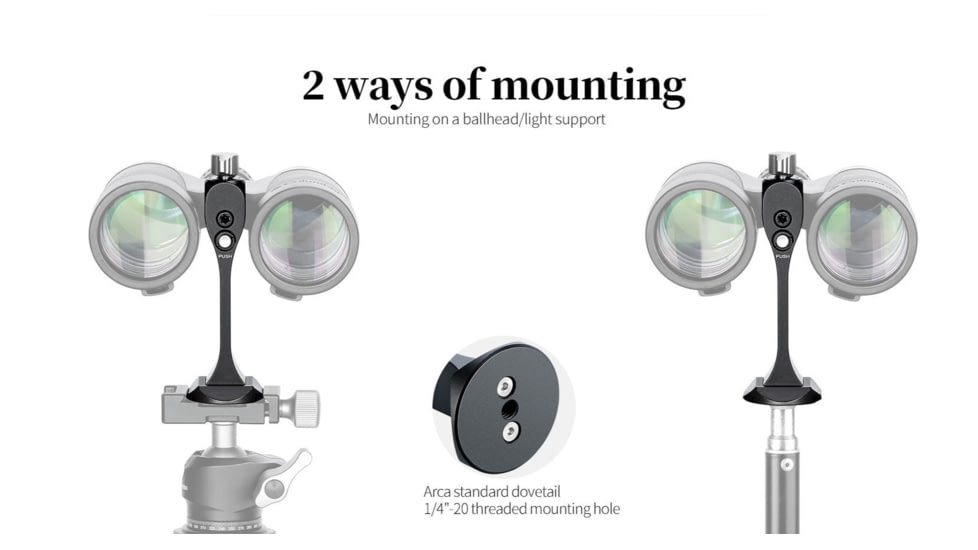 Leofoto BC-03 Hands Free Modular Binoculars Adapter, Tripod Mount Arca Compatible, Black, BC-03