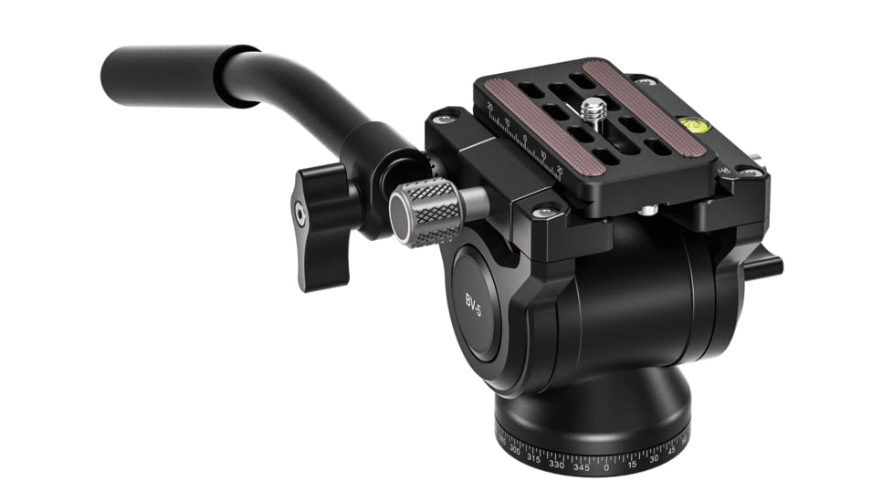 Leofoto BV-5B Mini Fluid Head for Optics w/ Shorter Handle, Arca, Black, BV-5B