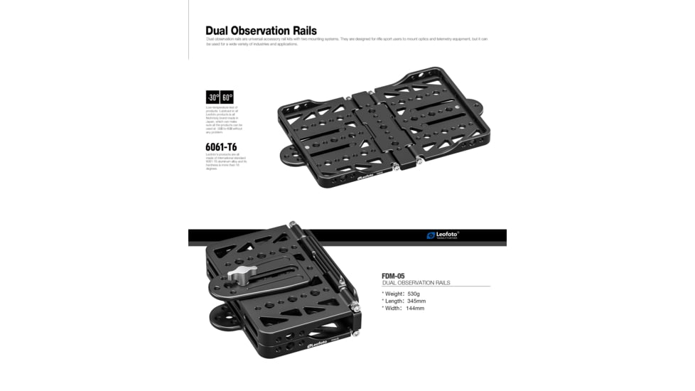 Leofoto FDM-05 Foldable Tac Table - 1/4 &amp; 3/8 Mounting, Integrated Arca Rail, Black, FDM-05