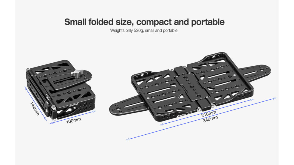 Leofoto FDM-05 Foldable Tac Table - 1/4 &amp; 3/8 Mounting, Integrated Arca Rail, Black, FDM-05