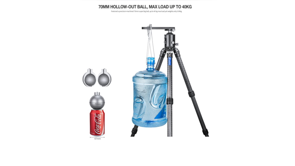 Leofoto HB-70LR 70mm Pro Heavy-Duty Ball Head w/Quick Release Plate, Black, HB-70LR