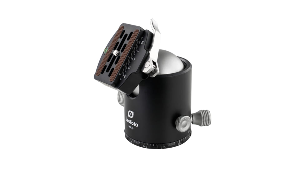 Leofoto HB-70LR 70mm Pro Heavy-Duty Ball Head w/Quick Release Plate, Black, HB-70LR