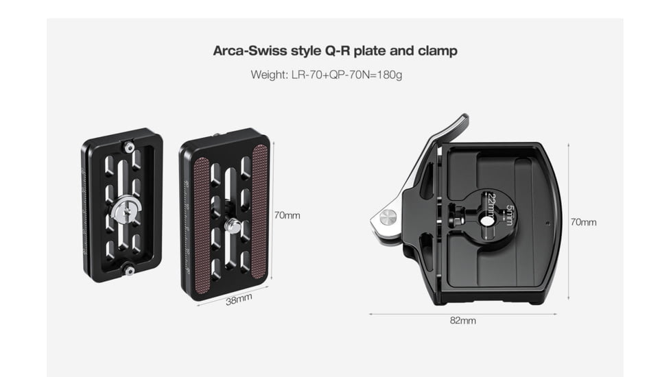 Leofoto HB-70LR 70mm Pro Heavy-Duty Ball Head w/Quick Release Plate, Black, HB-70LR
