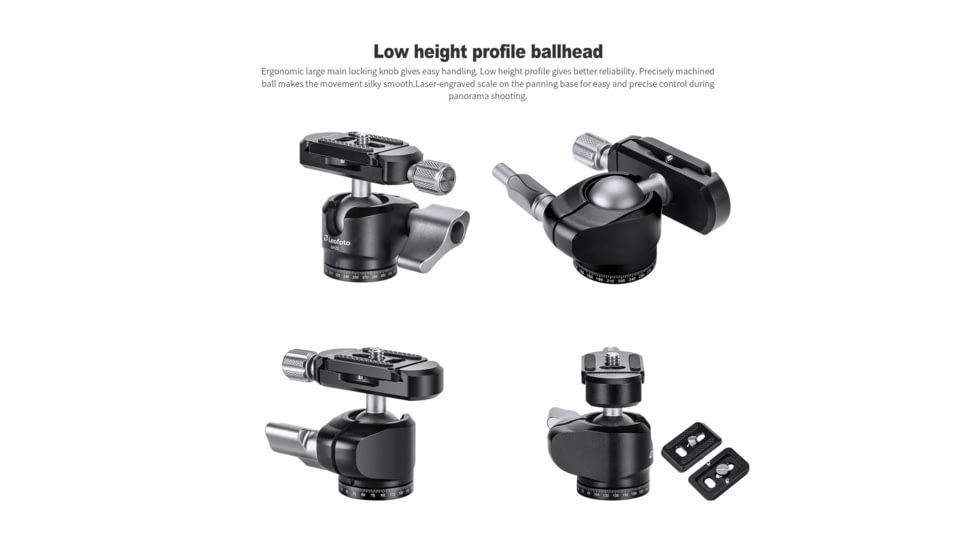 Leofoto LH-22 Mini Ball Head &amp; QR Plate - 1/4, Arca, Black, LH-22
