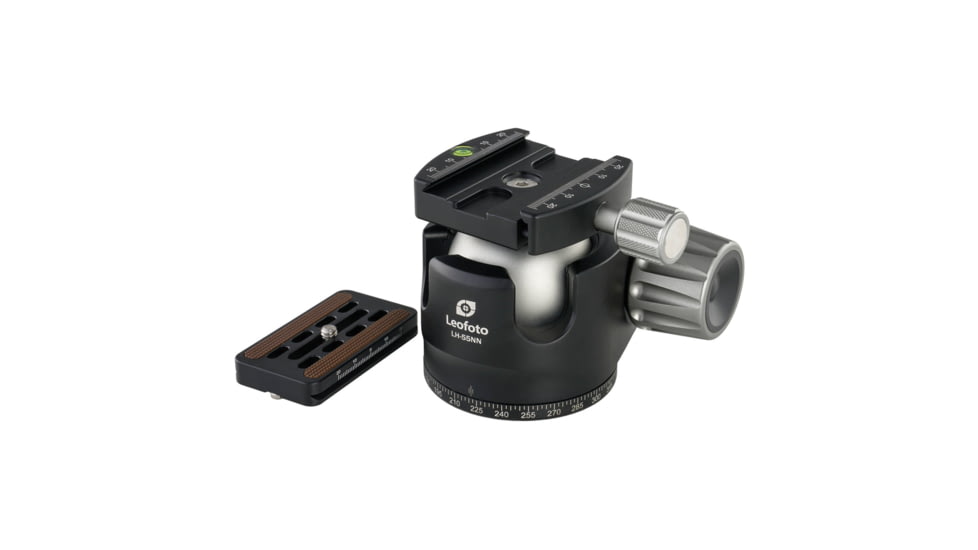 Leofoto LH-55NN No Neck Low Profile Ball Head &amp; QR Plate, Arca, Black, LH-55NN