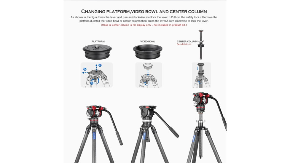 Leofoto LM-403C X Tripod with 100mm Bowl+Platform, Black, One Size, 6940828314900