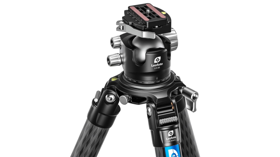 Leofoto LM-403C X Version Tripod w/ 75mm Bowl/Platform, LH Ballhead Set, Black, LM-403CX+LH-55LR