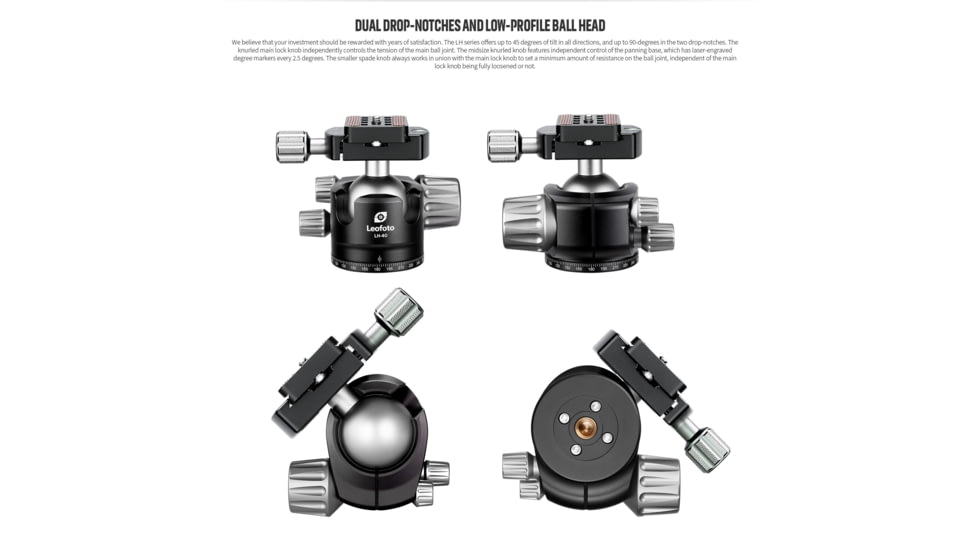 Leofoto LS-323C/LH-40LR X Version Ranger Series Tripod w/ Ballhead Set, Black, LS-323CX+LH-40LR