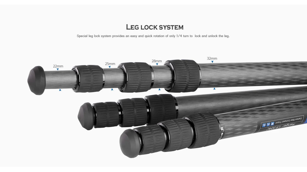 Leofoto LS-324C X Version Ranger Series Tripod, Black, LS-324CX