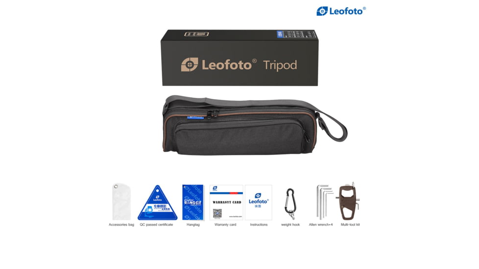 Leofoto LX-224CT/SW-02 Reversible Travel Tripod for Binoculars w/ 2-Way Pan Head Kit, Black, LX-224CT+SW-02