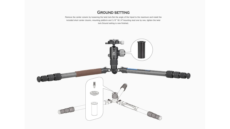 Leofoto LX-224CT/XB-32Q Reversible Travel Tripod w/ Ball Head Set, Black, LX-224CT+XB-32Q