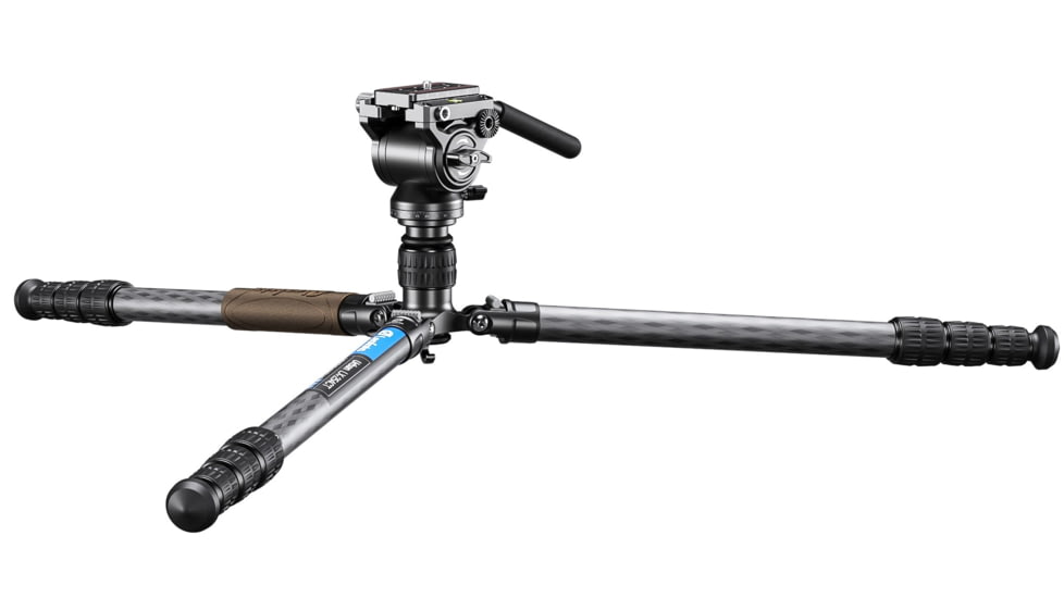 Leofoto LX-254CT/BV-5B Reversible Travel Tripod w/ Bino Fluid Head Kit, Black, LX-254CT+BV-5B