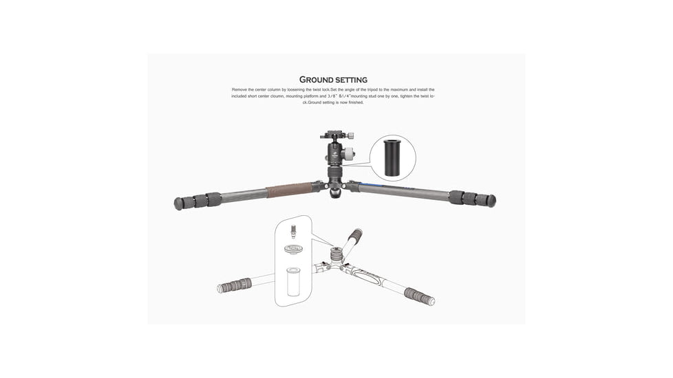 Leofoto LX-254CT/XB-32 Reversible Travel Tripod w/ Ball Head Set, Black, LX-254CT+XB-32