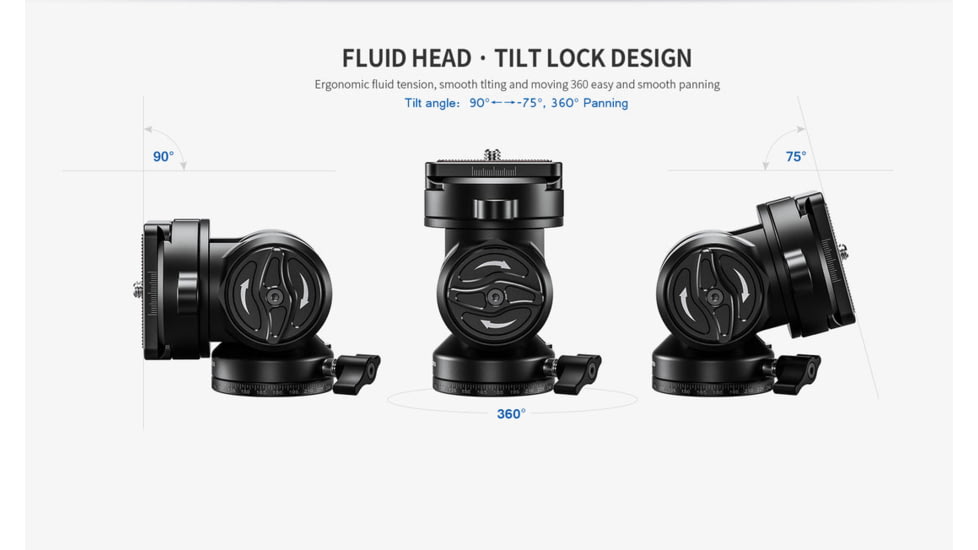 Leofoto LX-255CT/BV-1 Reversible Travel Tripod w/ Bino Fluid Head Kit, Black, LX-225CT+BV-1