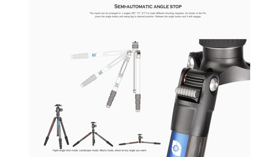 Leofoto LX-255CT/BV-1 Reversible Travel Tripod w/ Bino Fluid Head Kit, Black, LX-225CT+BV-1