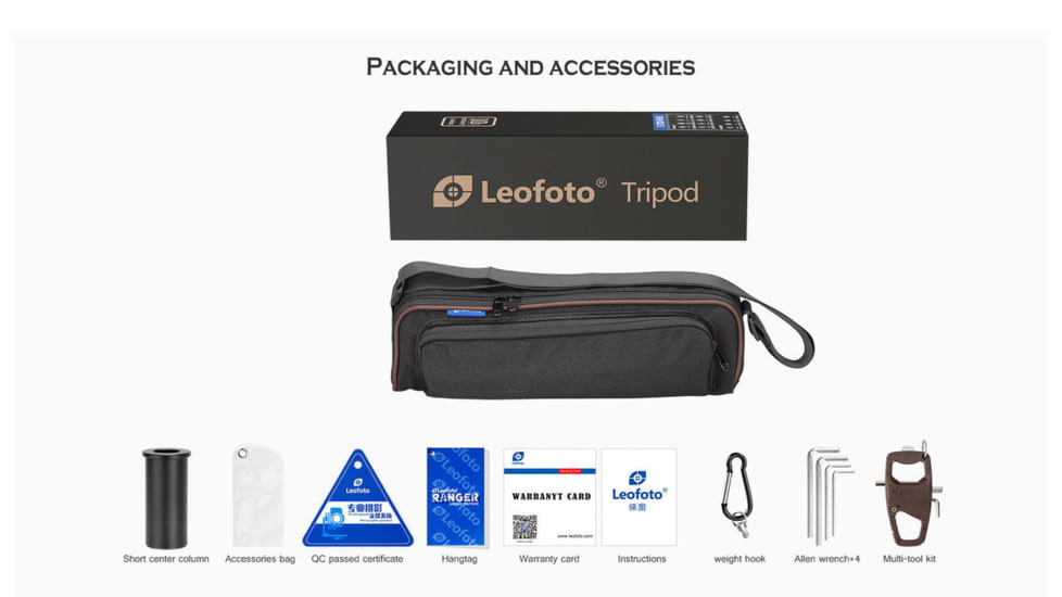 Leofoto LX-255CT/BV-1 Reversible Travel Tripod w/ Bino Fluid Head Kit, Black, LX-225CT+BV-1