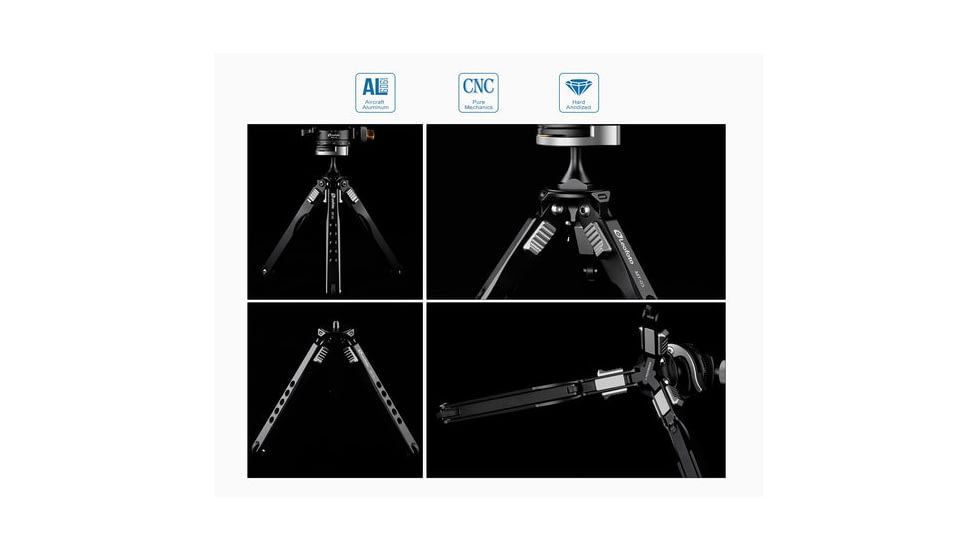 Leofoto MT-03/LH-25 Mini Tripod w/ Mini Ball Head Kit and Bag, Black, MT-03+LH-25