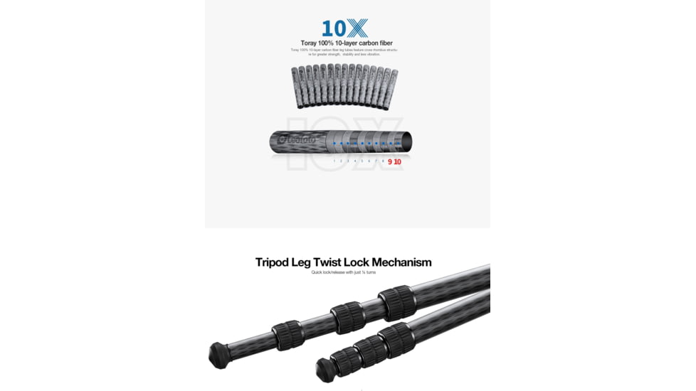 Leofoto SA-363CX/MK-40X/GS-3 Outdoors Tripod w/ Ball Head and Clamp Set, Black, SA-363CX+MK-40X+GS-3