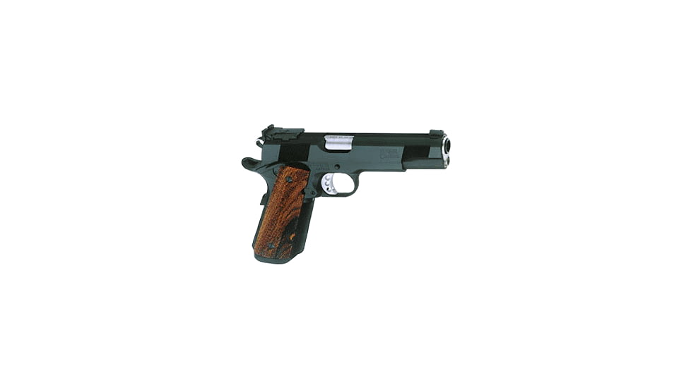 Les Baer 1911-Ultimate-Master-Combat Pistol, .38 Super, 5 in barrel, blued finish steel frame, checkered cocobolo grip, recoil operated semi-automatic, single-action, grip safety, manual thumb safety, fully adjustable, 8 round magazine, LB-1911-UMC-FRRMPG