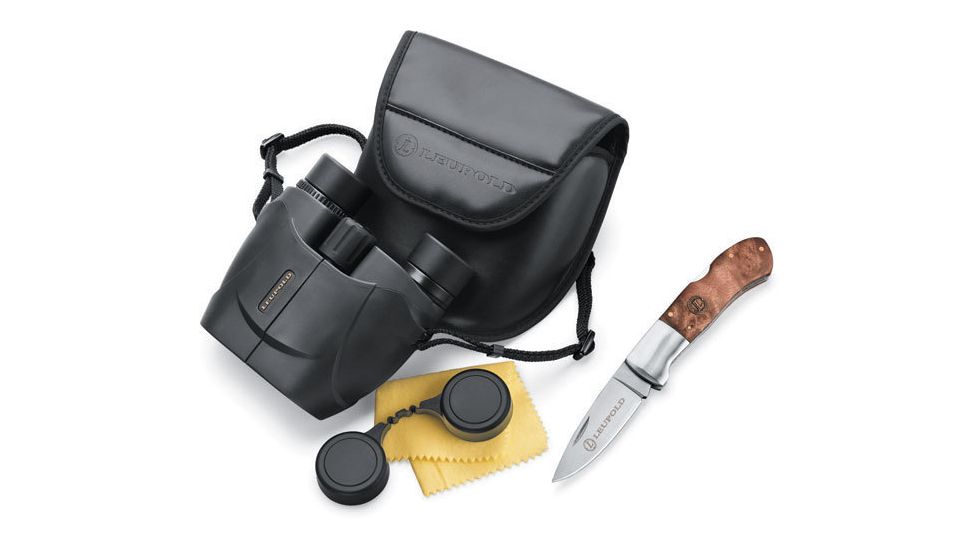 Leupold 62855 10x25mm Compact Binocular Folding Knife Kit Black