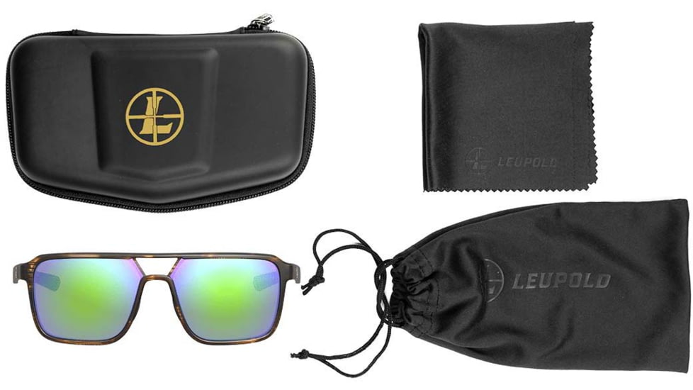 Leupold Bridger Sunglasses, Matte Tortoise Frame, Emerald Mirror Lens, 186747