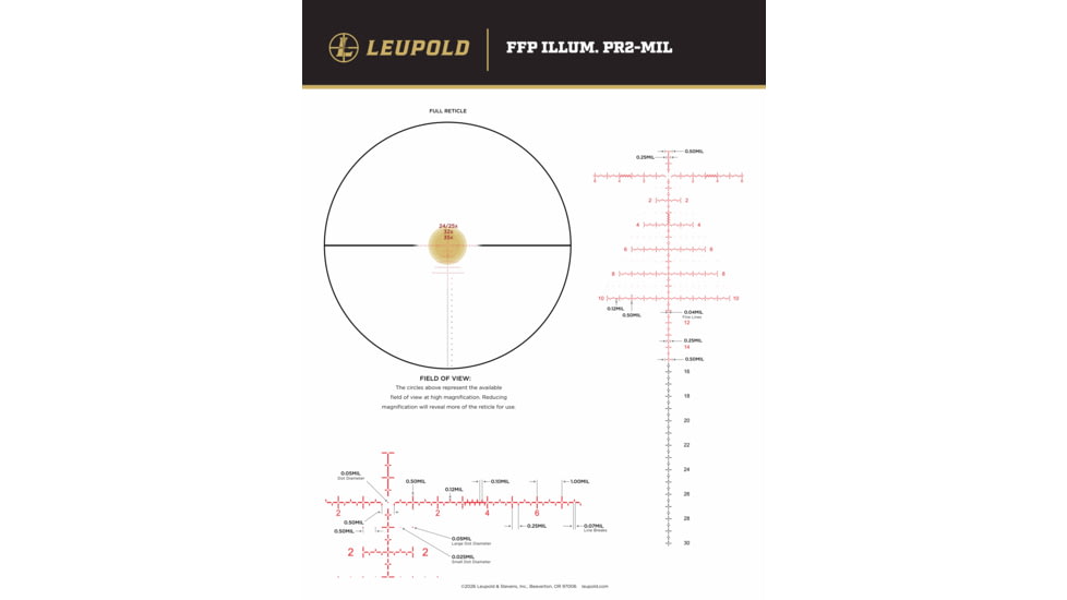 Leupold Mark 4HD M5C3 6-24x52mm 34mm Tube Rifle Scope, First Focal Plane, PR2-MIL Reticle, Black, 188484