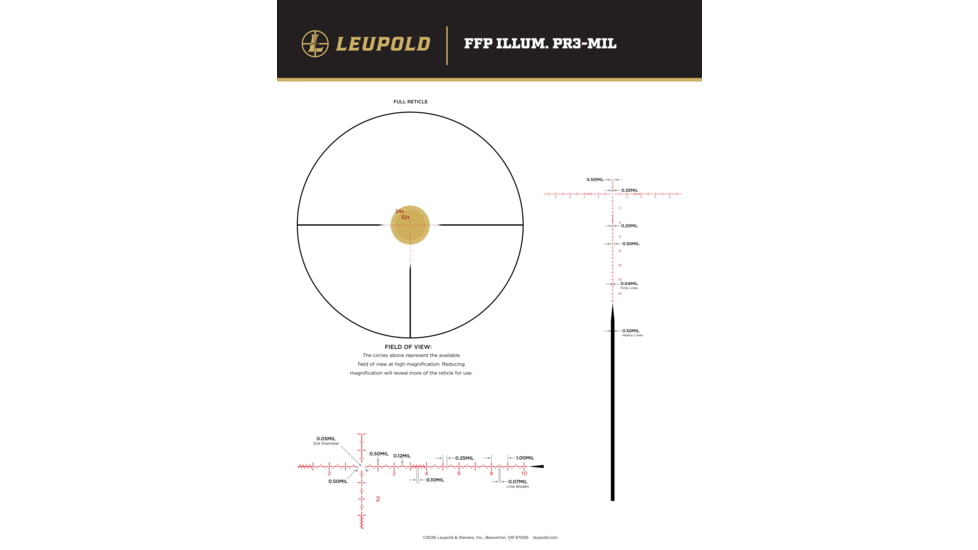 Leupold Mark 4HD M5C3 6-24x52mm 34mm Tube Rifle Scope, First Focal Plane, PR3-MIL Reticle, Black, 188843