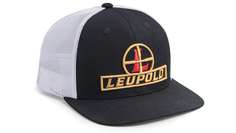 Leupold Reticle Flat Bill Trucker Hat, Black/White, 172601