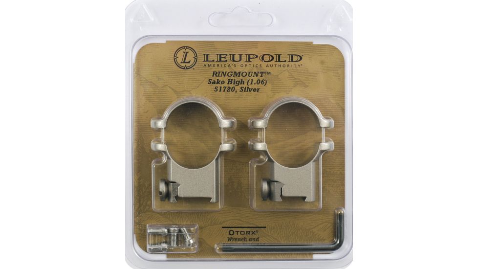 Leupold Sako Ring Mounts, 1in, High, Silver - 51720