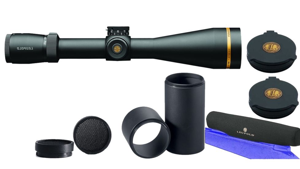 Leupold VX-6HD 3-18x50mm Rifle Scope, 30 mm Tube, SFP, Black, Matte, Red Boone &amp; Crockett Reticle, MOA Adjustment, w/ Lens Covers,  Anti-Reflective Device, Sunshade &amp; Scope Cover, 171573-KIT1