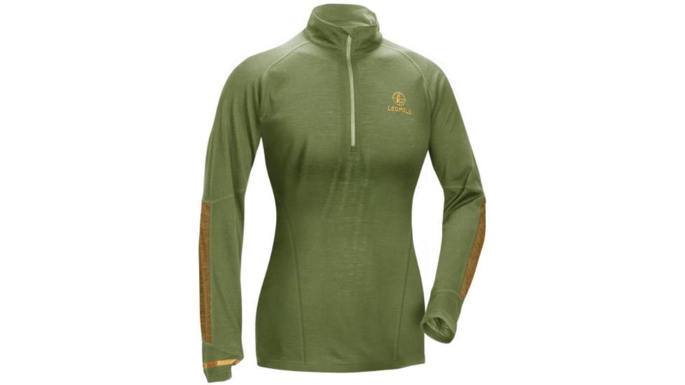 Leupold W's Secluded Baselayer 1/2 Zip Jacket, Shadow Green/Tan, Small, 170569
