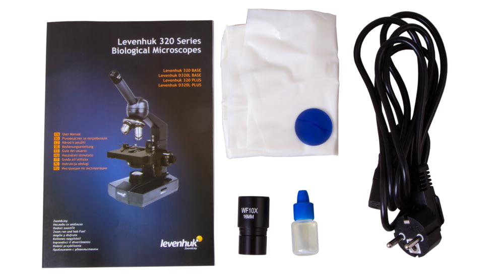 Levenhuk 320 BASE Biological Monocular Microscope, Optical Glass, 40-1000x, 23.2mm, Grey/Black, Middle, 73811