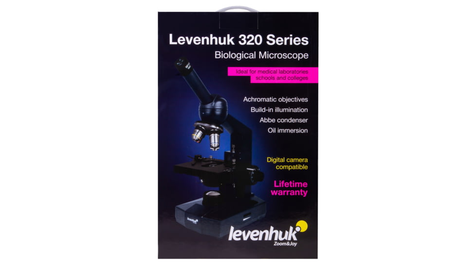 Levenhuk 320 BASE Biological Monocular Microscope, Optical Glass, 40-1000x, 23.2mm, Grey/Black, Middle, 73811