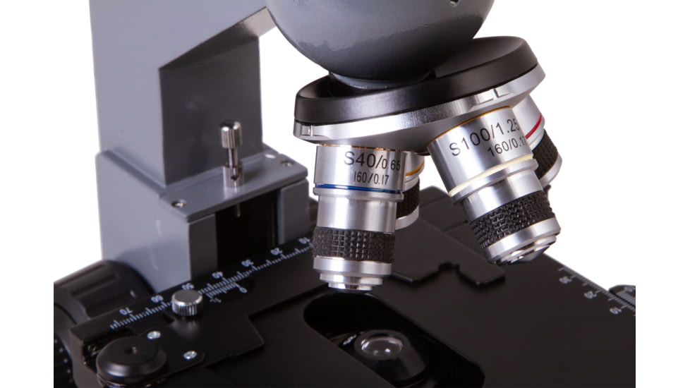 Levenhuk 320 BASE Biological Monocular Microscope, Optical Glass, 40-1000x, 23.2mm, Grey/Black, Middle, 73811