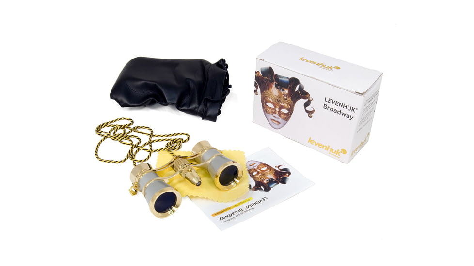 Levenhuk Broadway 325F Opera Glasses, Silver, with LED Light and Chain
