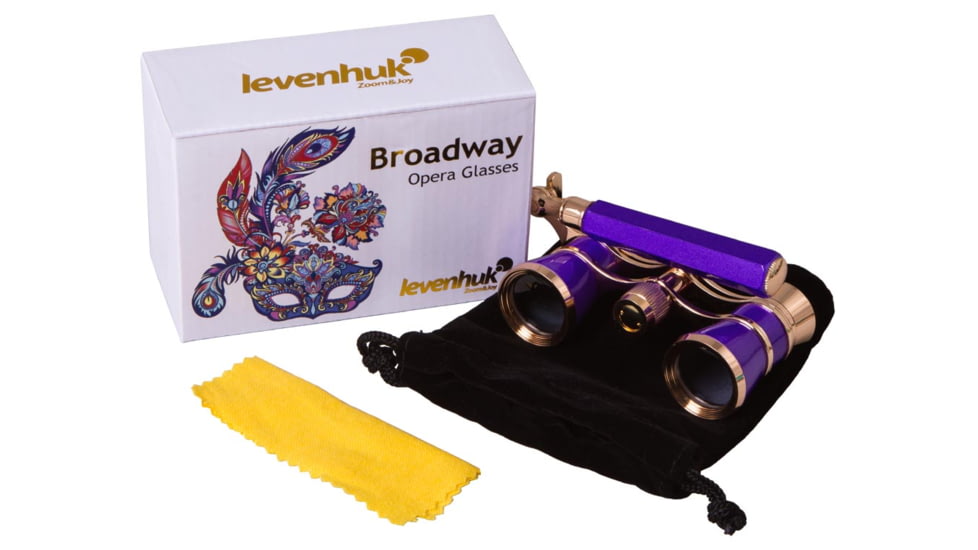 Levenhuk Broadway 325L Lorgnette Opera Glasses, Amethyst, Small, NSN N, 70873