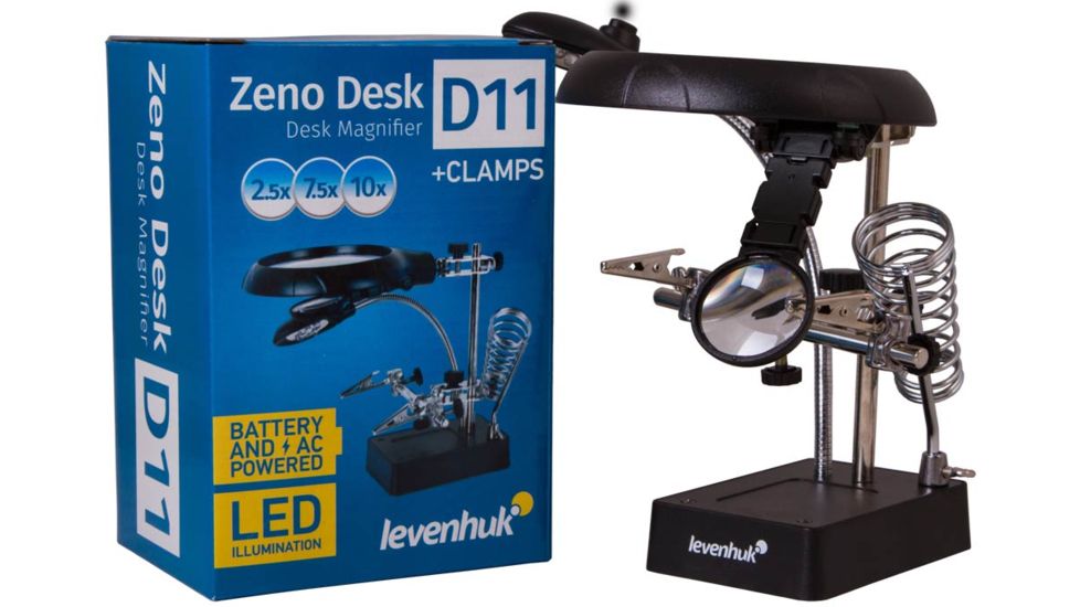 Levenhuk Zeno Desk D11 Magnifier, Black/Silver, Medium 70445