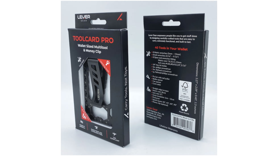 Lever Gear Toolcard Pro w/ Money Clip, Black, L1005R