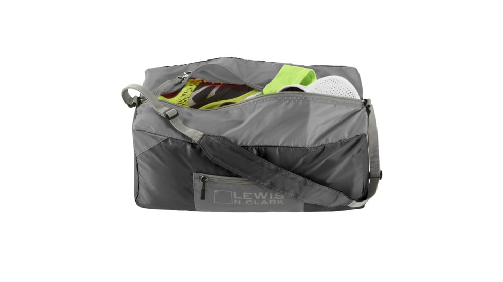 Lewis N. Clark 18in Packable Duffel with Neoprene Zip Pouch, Black/Gray, One Size, 1760BGR