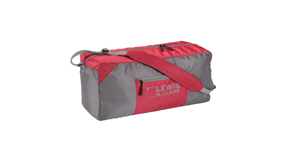 Lewis N. Clark 18in Packable Duffel with Neoprene Zip Pouch, Red/Gray, One Size, 1760RED